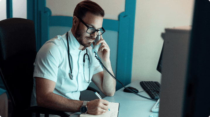 Doctor providing virtual urgent care